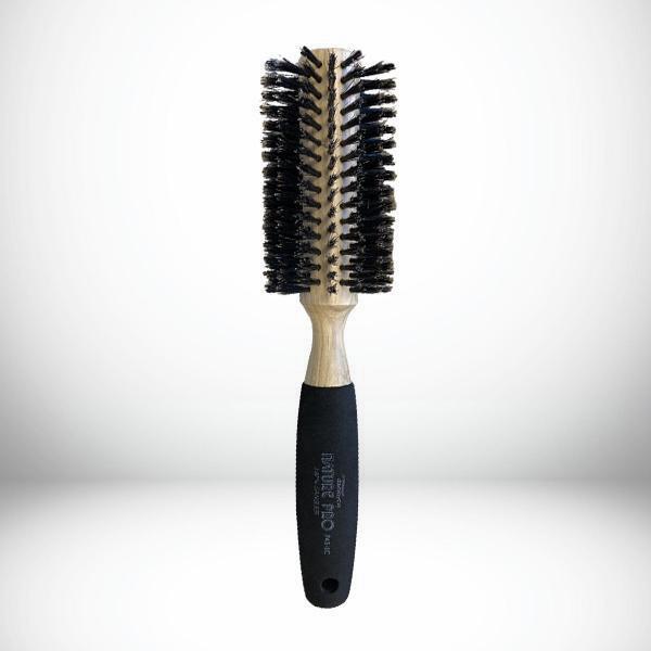 Circular brush with natural boar bristles, sponge-covered handle - Extra large