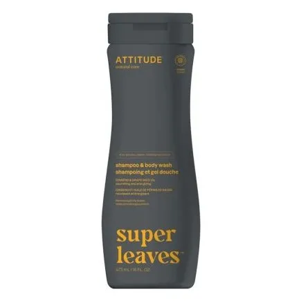 Attitude - Super Leaves - 2-In-1 Shampoo & Body Wash Ginseng & Grape Seed Oil - 473ml