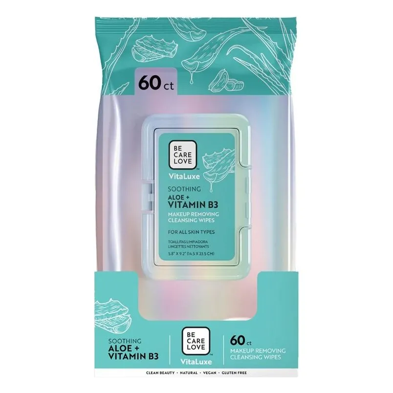 BCL Be Care Love - VitaLuxe Makeup Removing Cleansing Wipes - Aloe + Vitamin B3 60ct