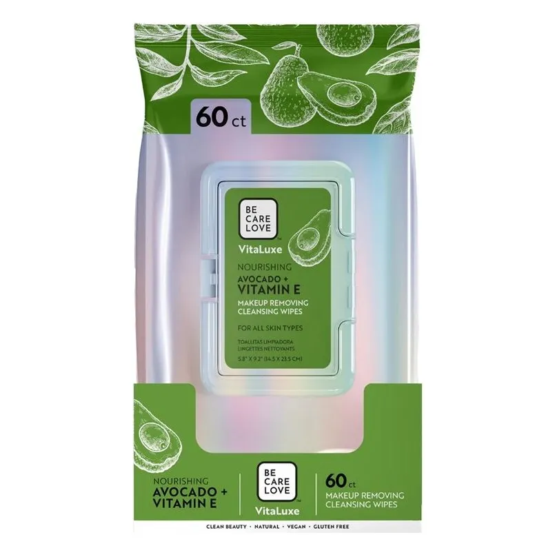 BCL Be Care Love - VitaLuxe Makeup Removing Cleansing Wipes - Nourishing Avocado + Vitamin E 60ct