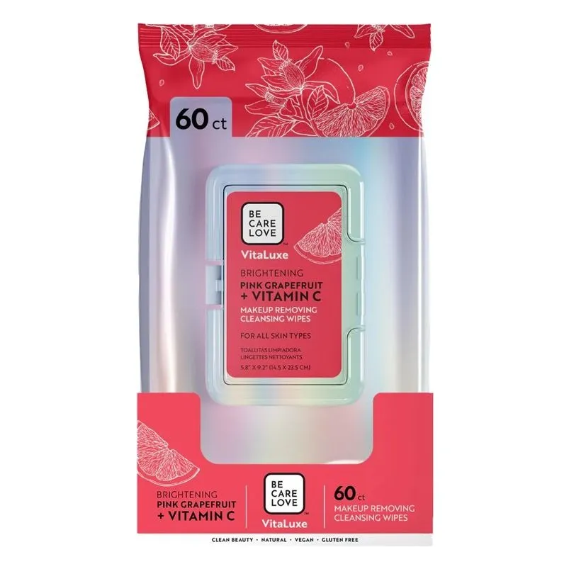 BCL Be Care Love - VitaLuxe Makeup Removing Cleansing Wipes - Pink Grapefruit + Vitamin C 60ct
