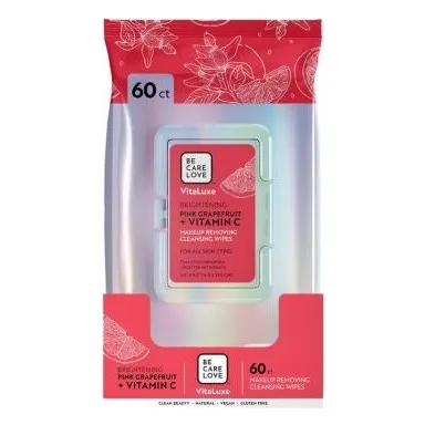 BCL Be Care Love - VitaLuxe Makeup Removing Cleansing Wipes - Pink Grapefruit + Vitamin C 60ct