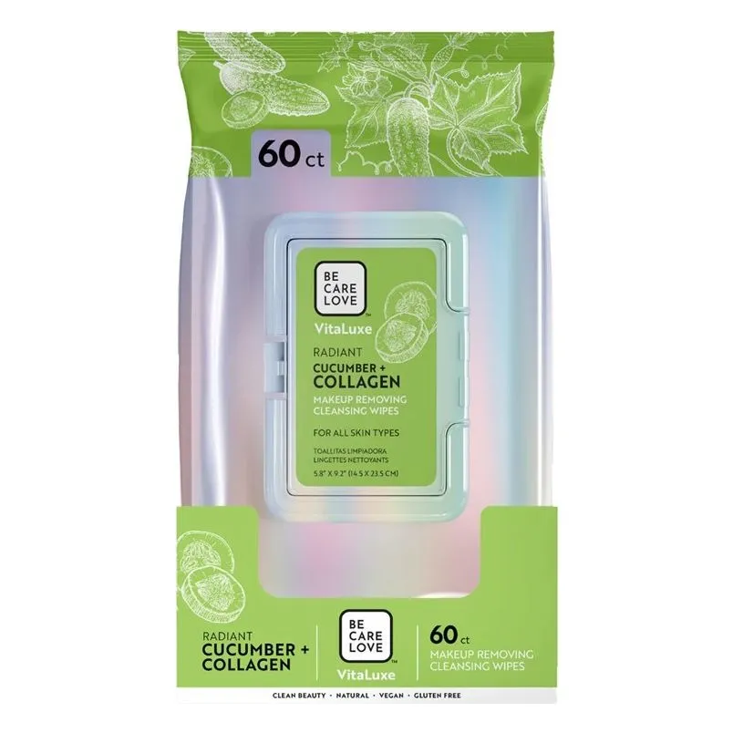 BCL Be Care Love - VitaLuxe Makeup Removing Cleansing Wipes - Radiant Cucumber + Collagen 60ct
