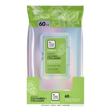 BCL Be Care Love - VitaLuxe Makeup Removing Cleansing Wipes - Radiant Cucumber + Collagen 60ct