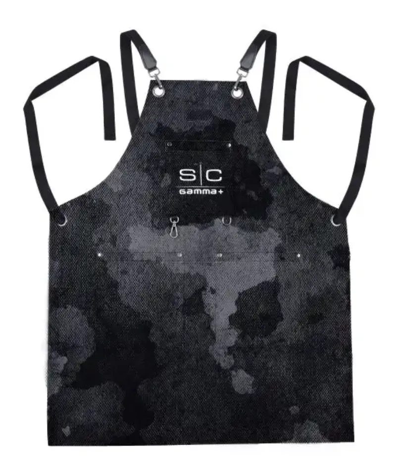 Stylecraft WATERPROOF BARBER/SALON APRON WITH CROSSBACK STRAP IN BLACK CAMO DESIGN